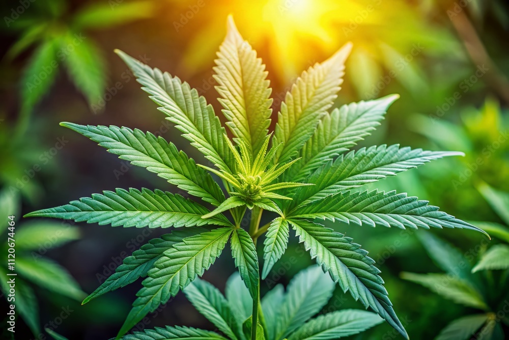 A young marijuana plant with its first leaves emerges against a vibrant green backdrop, showcasing the beauty of organic growth and the essence of fresh cannabis life. A young marijuana plant with its first leaves emerges against a vibrant green backdrop, showcasing the beauty of organic growth and the essence of fresh cannabis life.