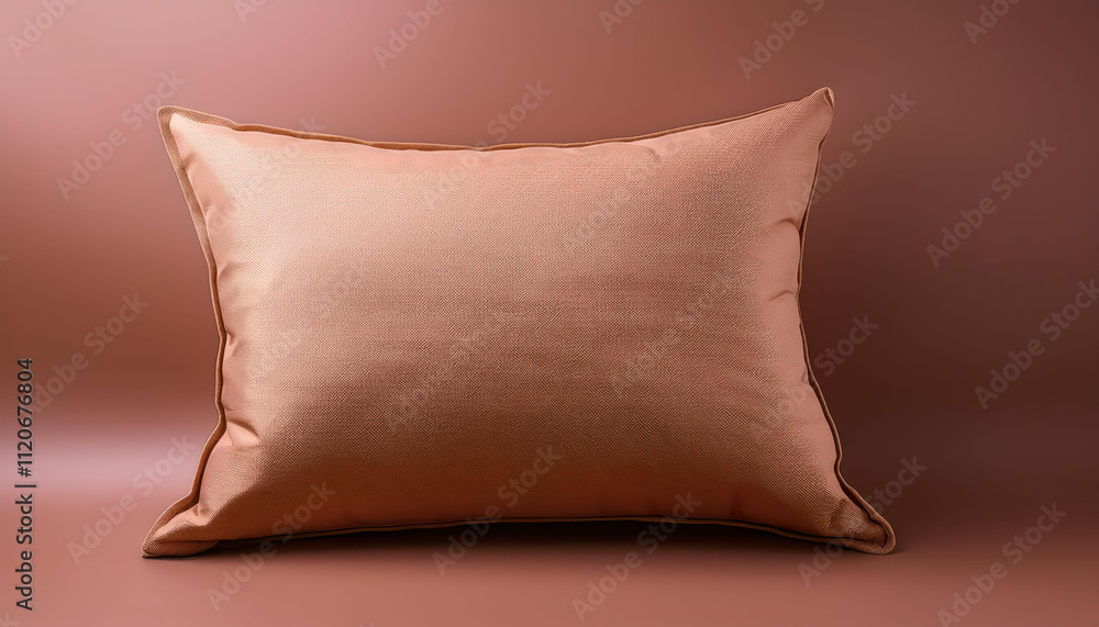 Elegant beige pillow on brown background with minimal design, mocha mousse color Elegant beige pillow on brown background with minimal design, mocha mousse color