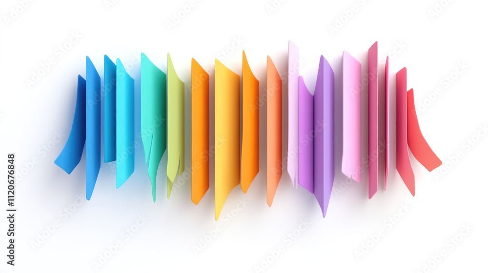 Colorful paper-like shapes arranged in a wave pattern. Colorful paper-like shapes arranged in a wave pattern.