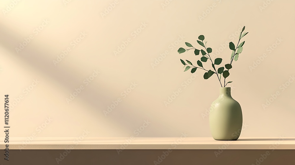Minimalist Still Life: Eucalyptus in a Pale Green Vase Minimalist Still Life: Eucalyptus in a Pale Green Vase