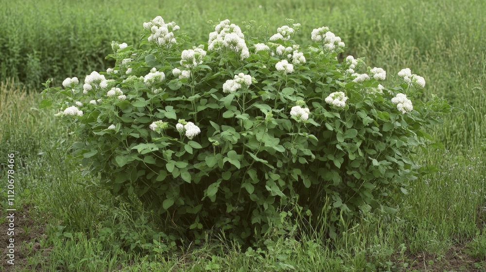 Potato plants flowering in a field, showing growth and maturity