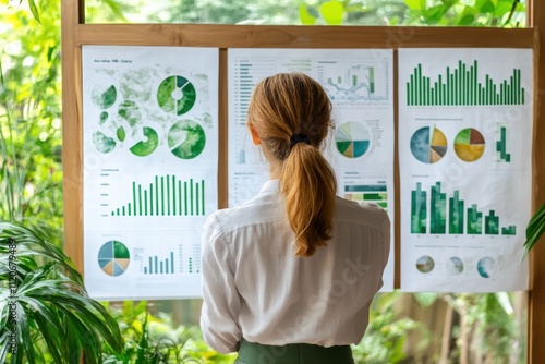 Analyzing growth trends in business reports indoor office infographic display natural light visual data insights