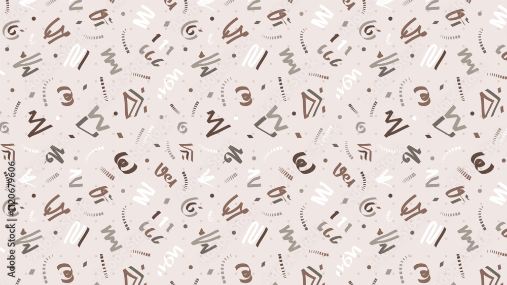Obraz premium Brown brush shapes Hand drawn pattern background designs