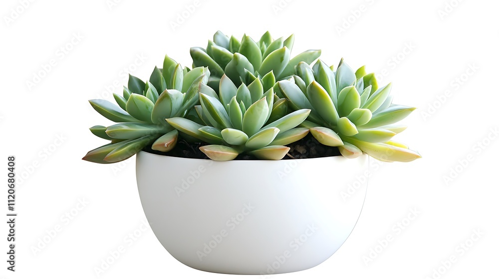 Obraz premium Elegant Succulents in a White Bowl: A Stunning Indoor Plant Arrangement
