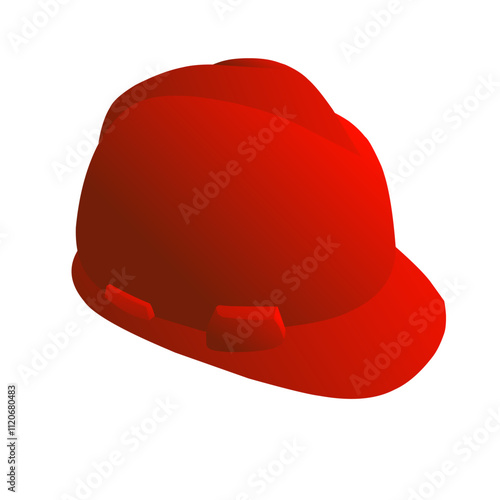 Red safety helmet on white background.