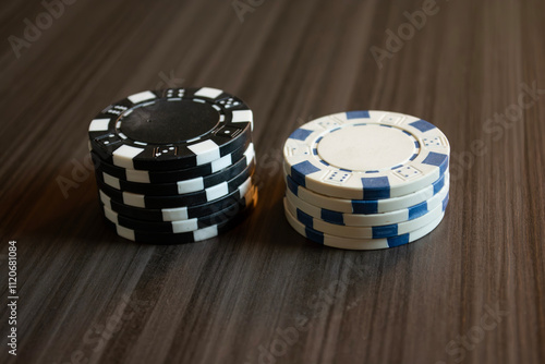 poker chips stacked on desk