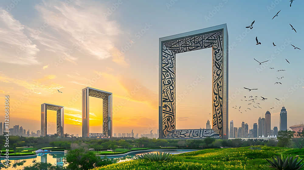 Fototapeta premium Dubai Frame at Sunset