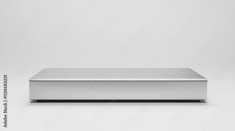 Sleek Silver Minimalist Platform, Modern Display, Clean Background Sleek Silver Minimalist Platform, Modern Display, Clean Background