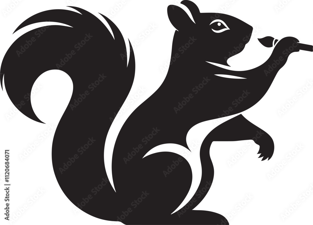 Naklejka premium Squirrel vector illustration, Squirrel black silhouette icon