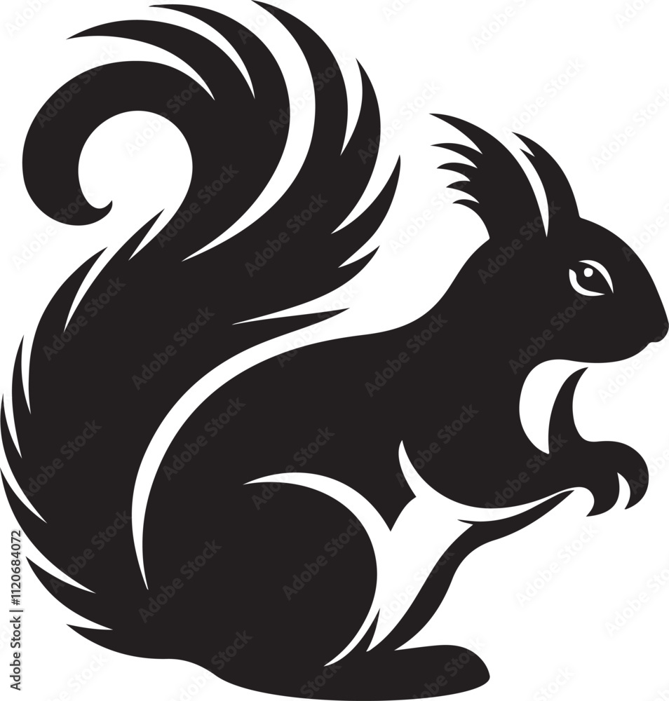 Squirrel vector illustration, Squirrel black silhouette icon Squirrel vector illustration, Squirrel black silhouette icon