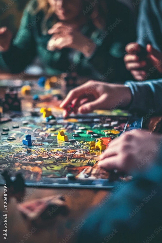 Friends Playing Board Game Strategy Game Night Family Fun Friends Playing Board Game Strategy Game Night Family Fun