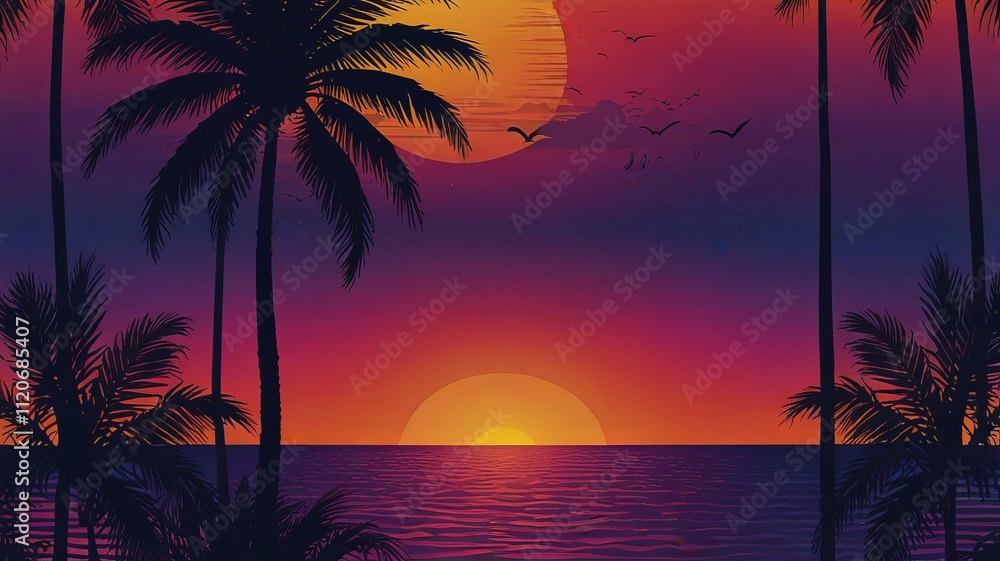 Obraz premium Lightning Highlights a Tropical Wonderland