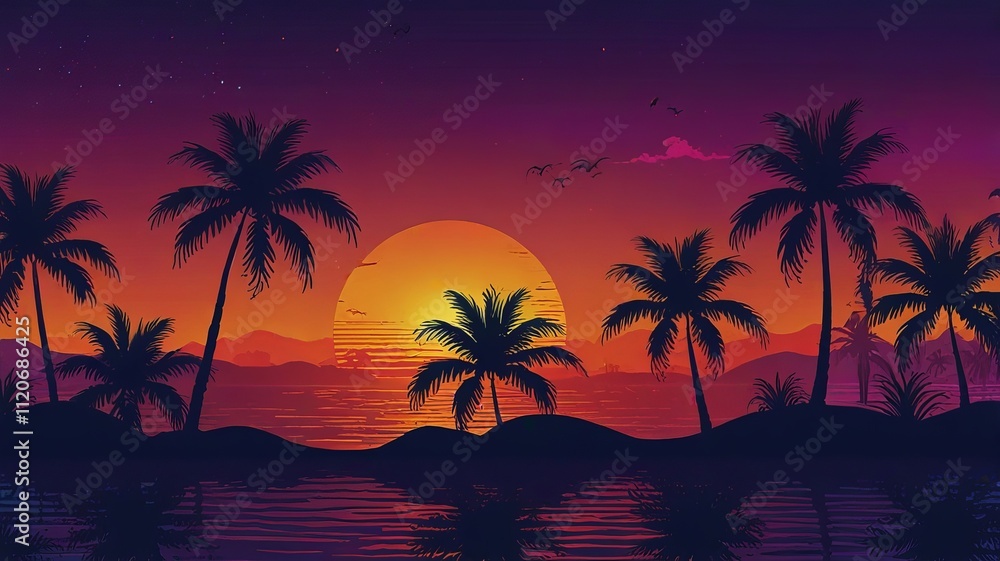 Naklejka premium Lightning Highlights a Tropical Wonderland 