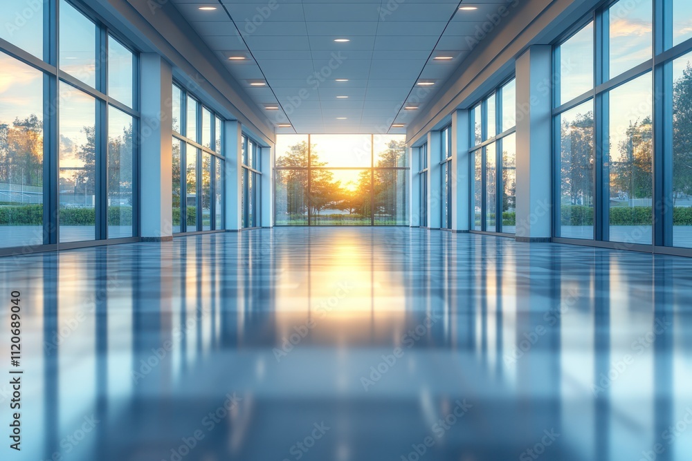 Modern Office Interior with Sunlight Through Windows Modern Office Interior with Sunlight Through Windows