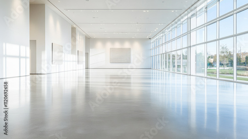 Modern Empty Hall with Large Windows