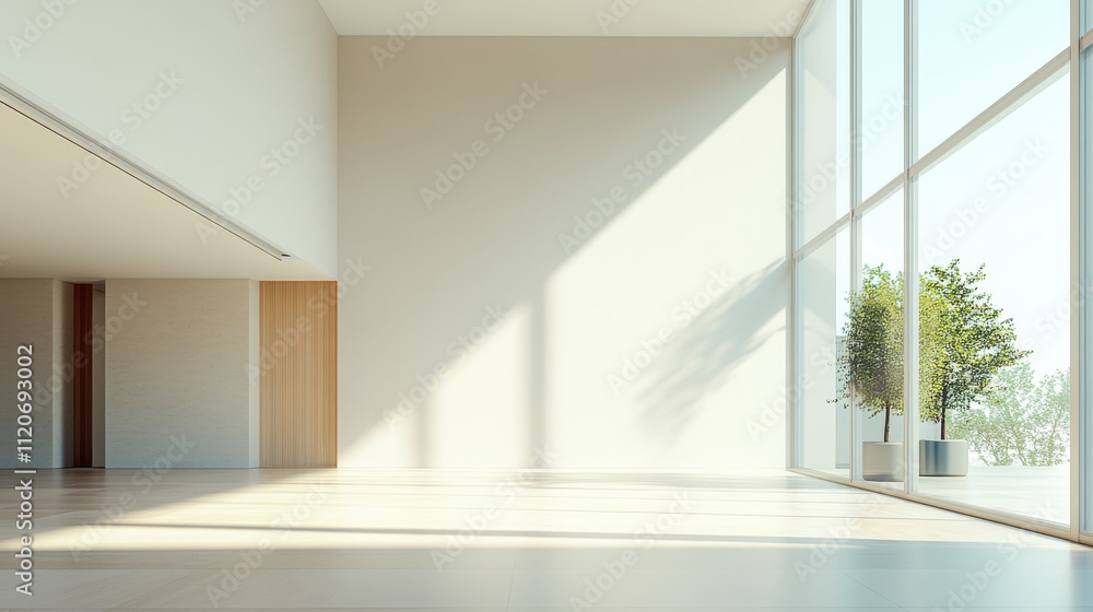 Obraz premium Modern Minimalist Interior with Large Windows