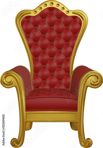 santa claus throne. gold and red christmas decorative armchair