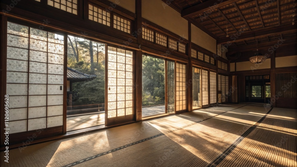 An inviting atmosphere envelops the room where panels allow filtered sunlight to illuminate the surroundings. The interplay of light and shadows accentuates the fabrics intricate An inviting atmosphere envelops the room where panels allow filtered sunlight to illuminate the surroundings. The interplay of light and shadows accentuates the fabrics intricate
