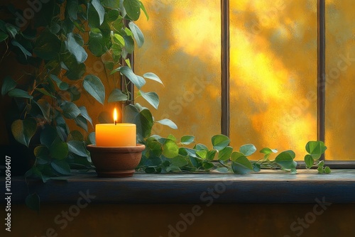 natural organic brown candle isolated yellow background floral fragrance packaging mockup photo