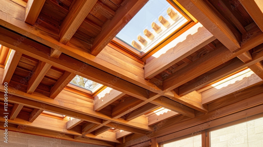 Fototapeta premium Clerestory Roof: High windows in the roof provide natural light and ventilation, brightening rooms while maintaining privacy and adding architectural elegance. 