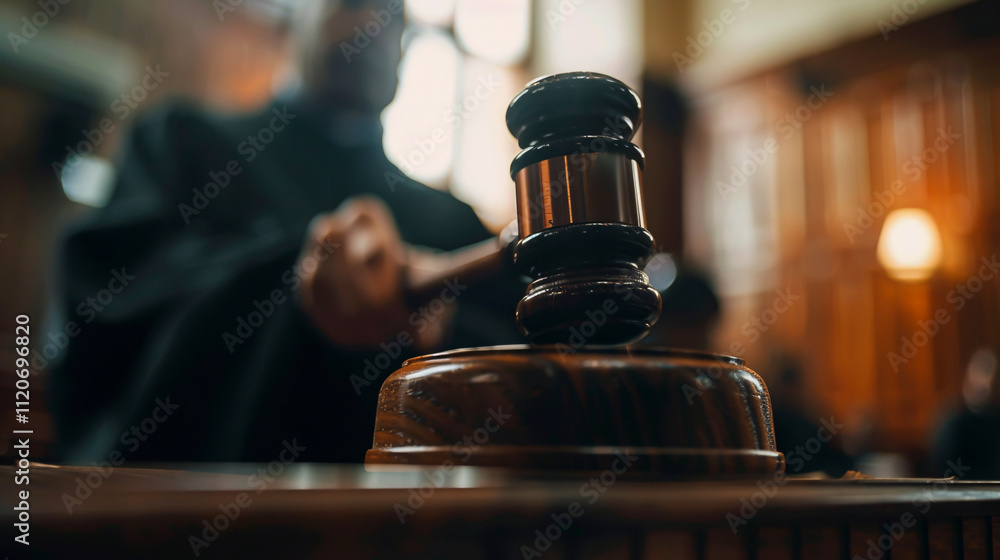 custom made wallpaper toronto digitalPartial view of a blurred judge holding a gavel during sentencing in court.