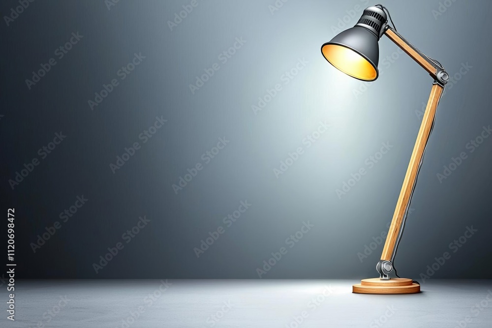 an empty space with a lamp and a light shining in the middle to place the object - created using AI , isolated on white background, , copy space, copy space for text, an empty space with a lamp and a light shining in the middle to place the object - created using AI , isolated on white background, , copy space, copy space for text,