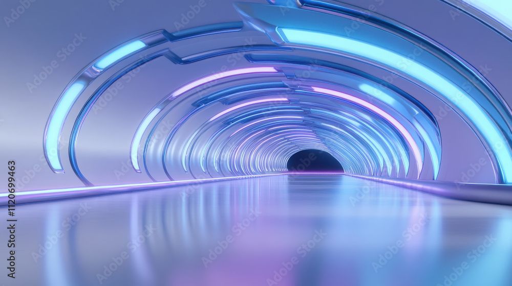 Fototapeta premium Futuristic Tunnel with Neon Lights