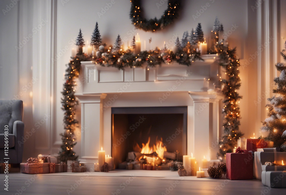 Fireplace with christmas decorations seamless looping time-lapse virtual video animation background Fireplace with christmas decorations seamless looping time-lapse virtual video animation background