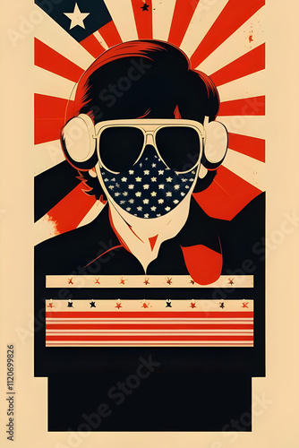 1970s gig poster American colors, flag, patriot, patriotic, USA, united states of america, concert poster, yankee, vintage, retro, music, festival, stars, stripes, liberty, freedom, pride, nation