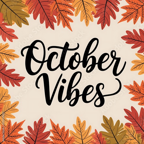 October Vibes Autumn Leaves Seasonal Greeting photo