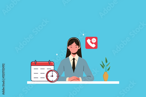 Professional Customer Service Icon with 24/7 Availability and Time Management Elements