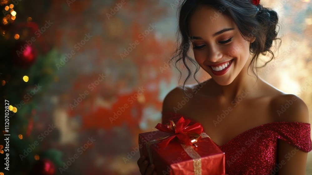 Woman Receiving Christmas Gift Woman Receiving Christmas Gift
