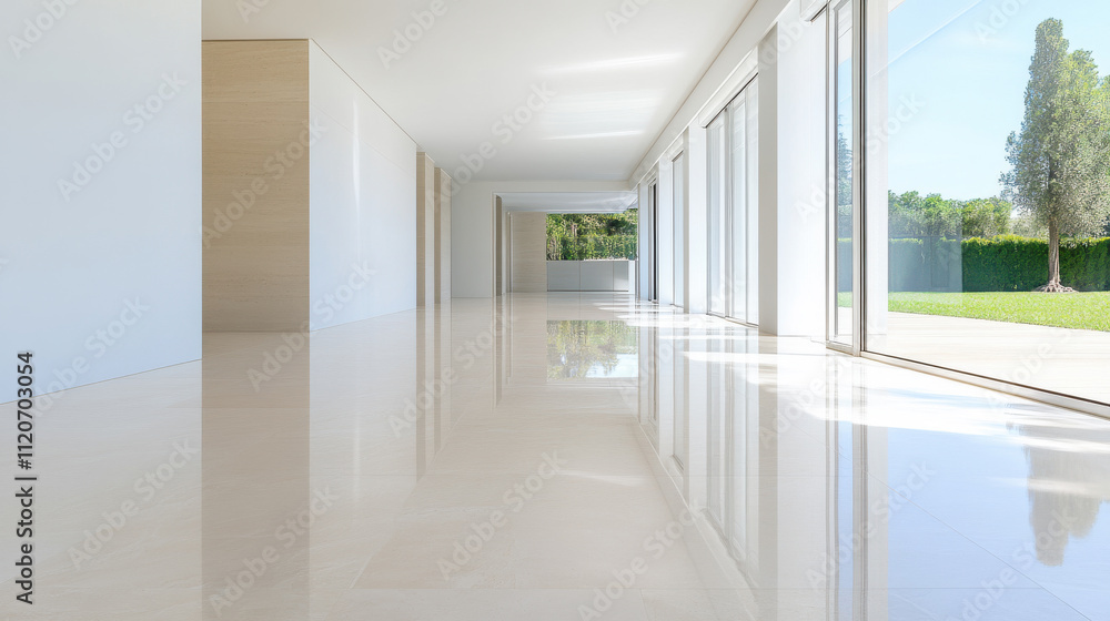 Obraz premium Modern Corridor with Reflective Floor