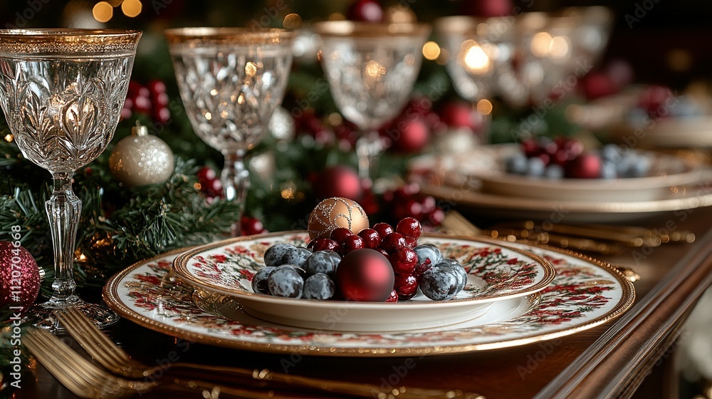 Festive Christmas Table Setting With Elegant Decor Festive Christmas Table Setting With Elegant Decor