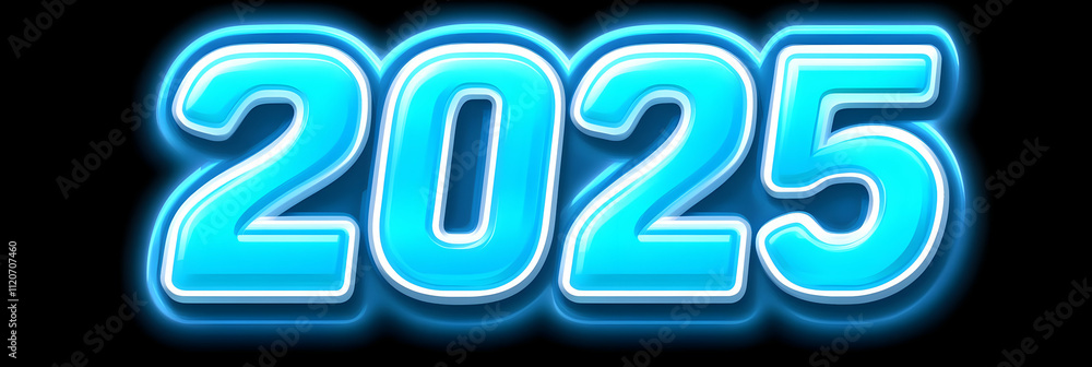 2025 Neon Blue 3D Render 2025 Neon Blue 3D Render