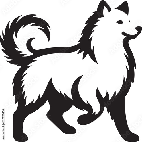 American Eskimo dog silhouette vector illustration, Vector silhouette of a American Eskimo dog