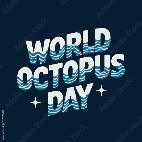 World Octopus Day ocean waves design graphic photo