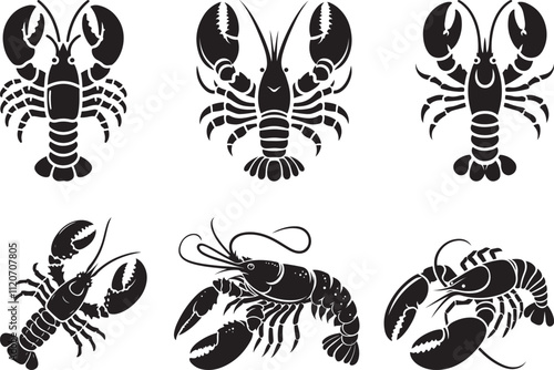 Lobster silhouette vector Art And Illustration Design