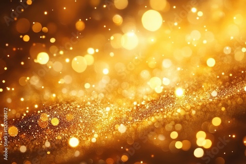 Gold Bokeh Background with Shimmering Glitters for Festive Celebrations and Joyful Occasions