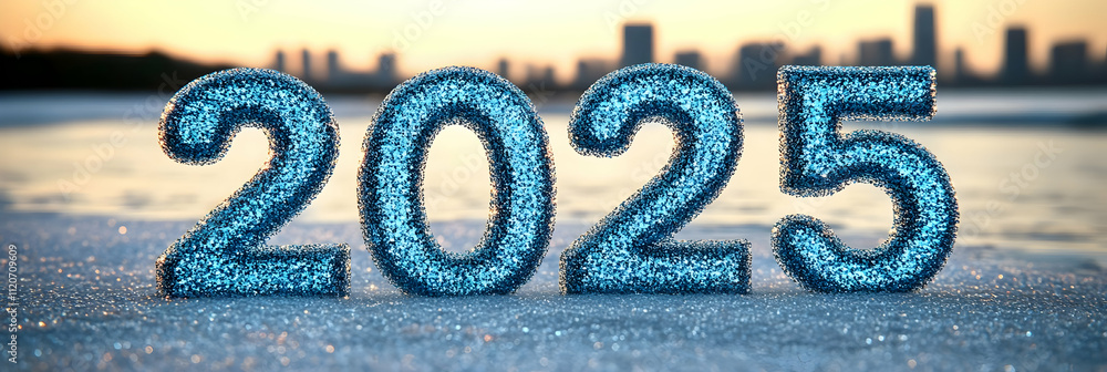 Glittery 2025 New Year 3D Render Glittery 2025 New Year 3D Render