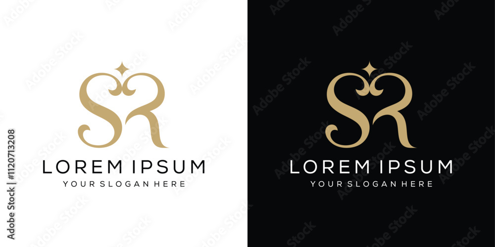 Φωτογραφία luxury letter SR logo design, serif font icon vector concept, for business, fash