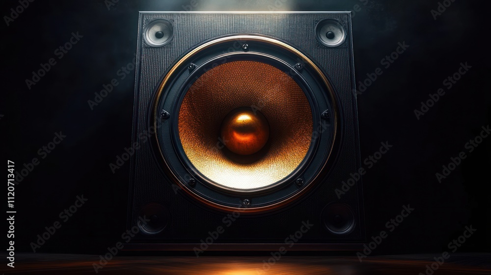 High-Quality Speaker Close-Up in Dark Room with Dramatic Lighting High-Quality Speaker Close-Up in Dark Room with Dramatic Lighting
