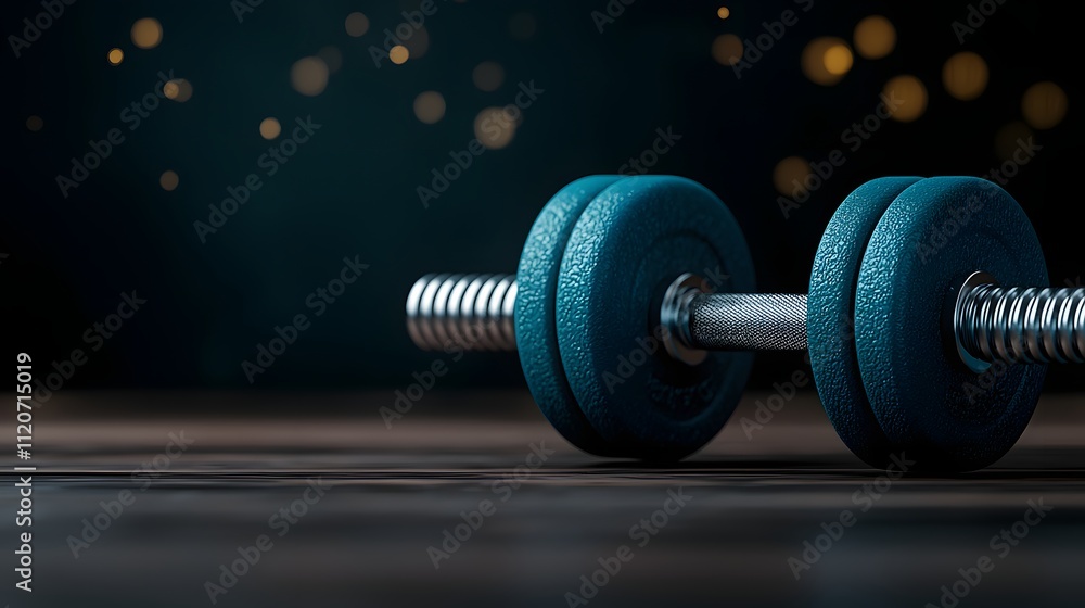 Igniting Strength: A Dumbbell Resting on a Table with a Softly Glowing Background. Stress Awareness Day Concept Igniting Strength: A Dumbbell Resting on a Table with a Softly Glowing Background. Stress Awareness Day Concept