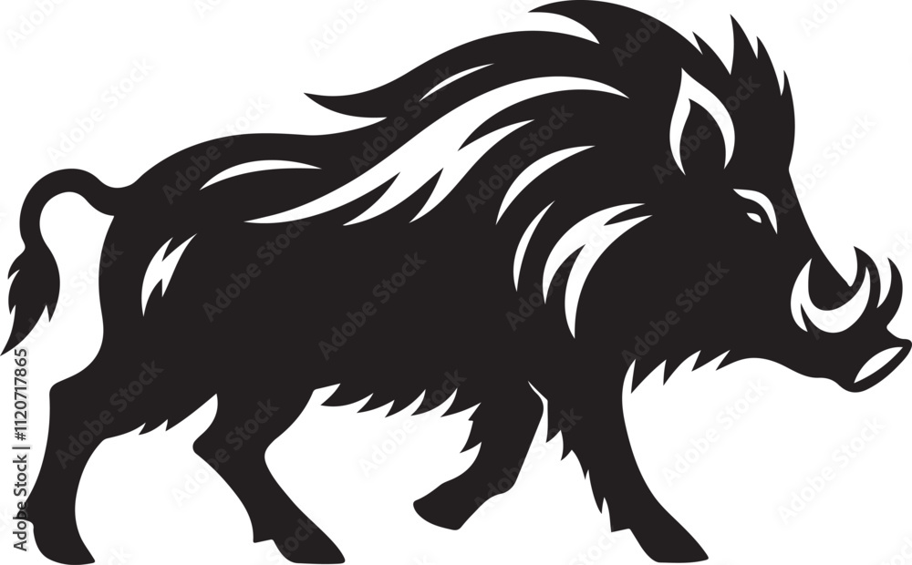 Vector Illustration Design of the silhouette of a wild boar Vector Illustration Design of the silhouette of a wild boar