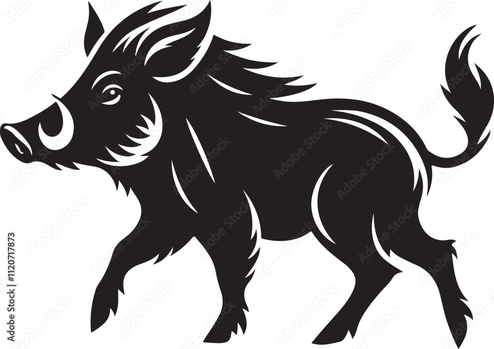 Vector Illustration Design of the silhouette of a wild boar Vector Illustration Design of the silhouette of a wild boar