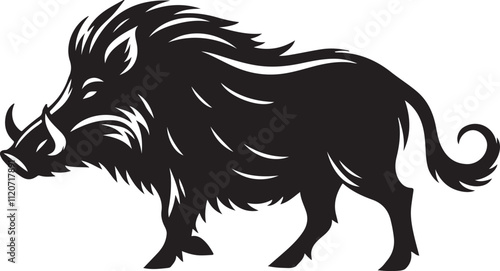 Vector Illustration Design of the silhouette of a wild boar