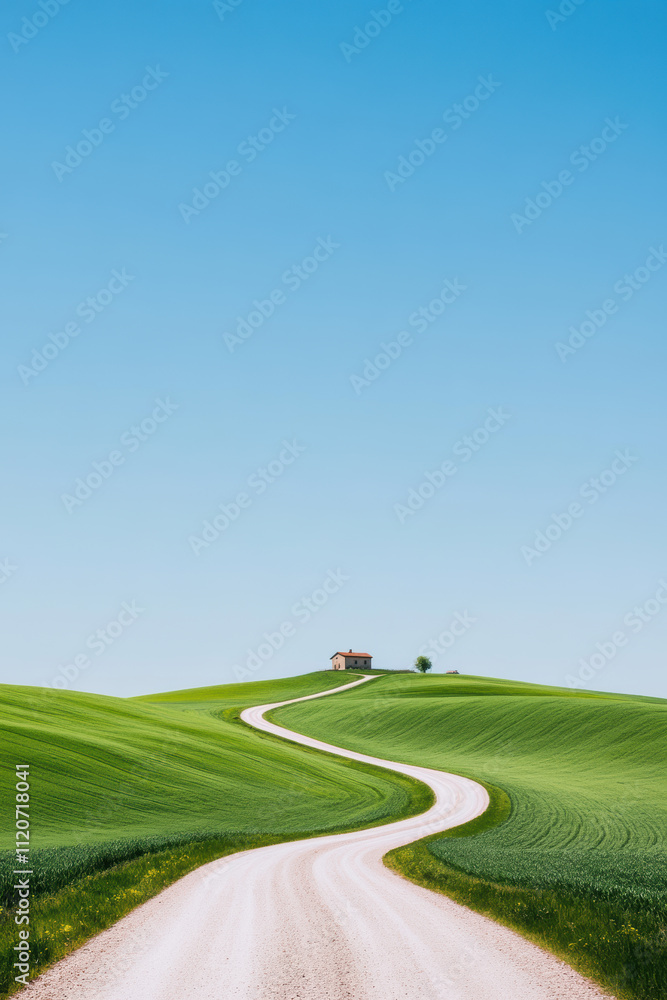 Obraz premium Winding Road Through Green Fields