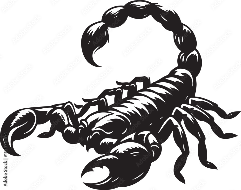 Silhouette Vector illustration of a black scorpion Silhouette Vector illustration of a black scorpion