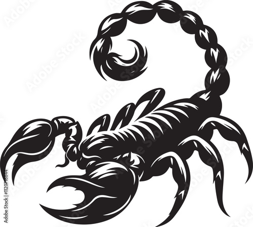 Silhouette Vector illustration of a black scorpion photo