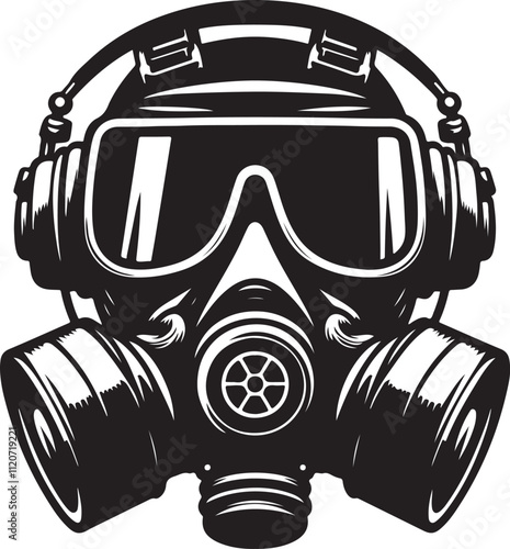 Gas Mask vector illustration, Respirator gas mask, Vector illustration